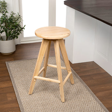 Ceren MidCentury Industrial Round Solid Wood Backless Counter Stool